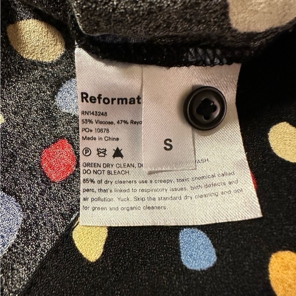 Reformation Cuba Top in Fiesta Black Polka Dot Button Front Boxy Mid Century Mod - Picture 10 of 12